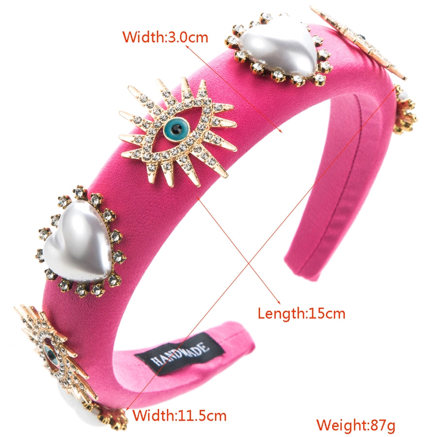 Women's Modern Style Classic Style Heart Shape Eye Sponge Inlay Artificial Pearls Rhinestones Hair Band