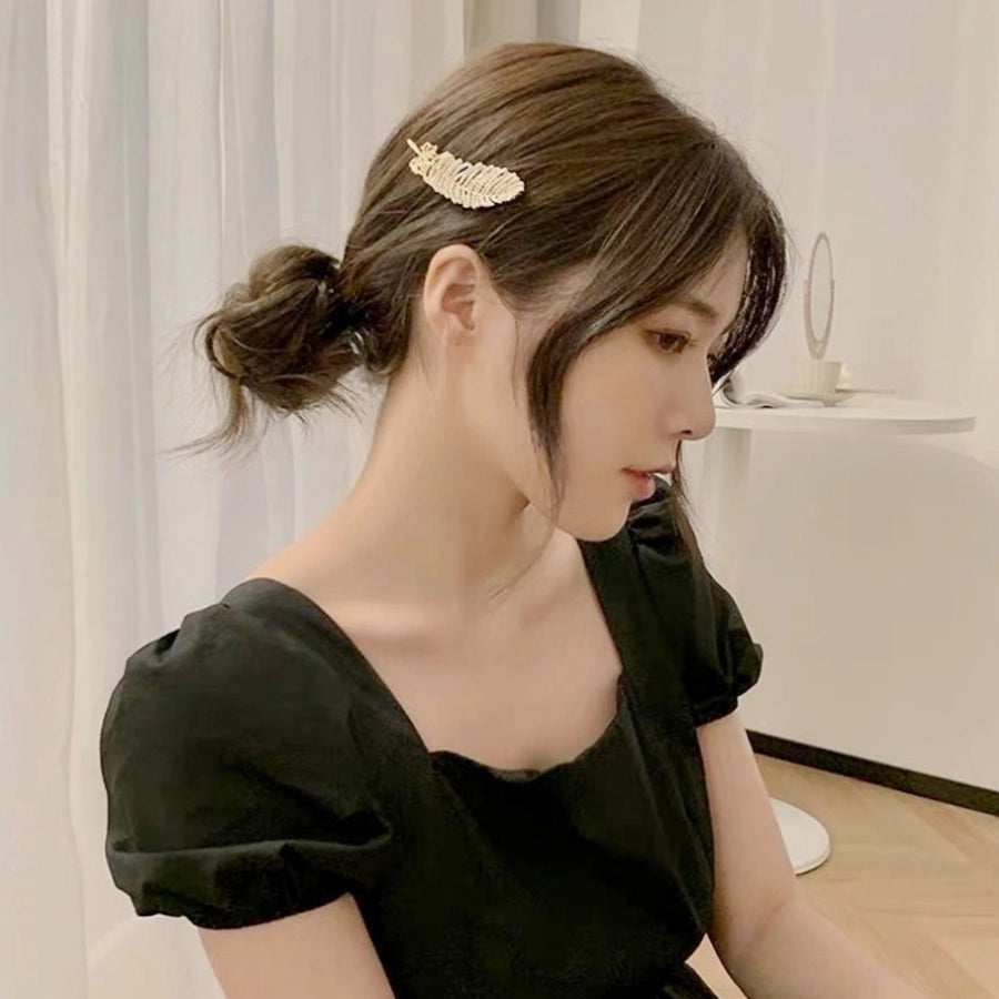 Women's Casual Simple Style Feather Alloy Inlay Rhinestones Hair Clip