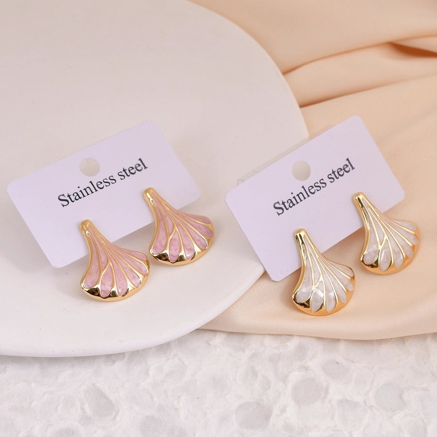 1 Pair Retro Romantic Simple Style Sector 304 Stainless Steel Ear Studs