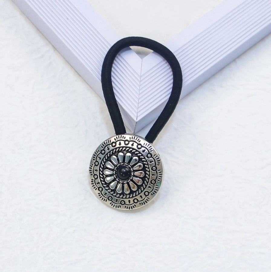 Women's Classical Ethnic Style Classic Style Cross Round Cattle Alloy Polyester Inlay Turquoise Hair Tie