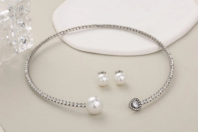 Jewelry Glam Luxurious Shiny Circle Square Heart Shape 304 Stainless Steel Imitation Pearl Rhinestone Jewelry Set