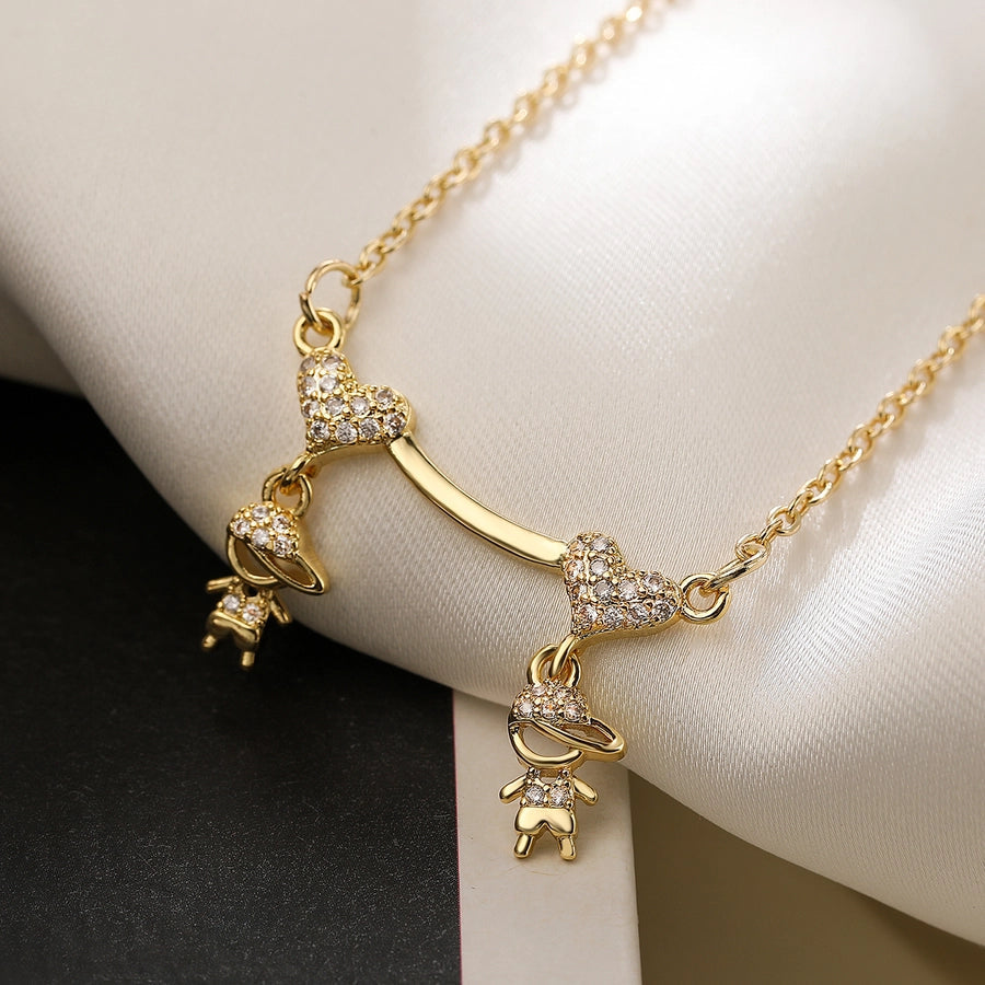 Jewelry Simple Style Human Heart Shape Copper Zircon Pendant Necklace