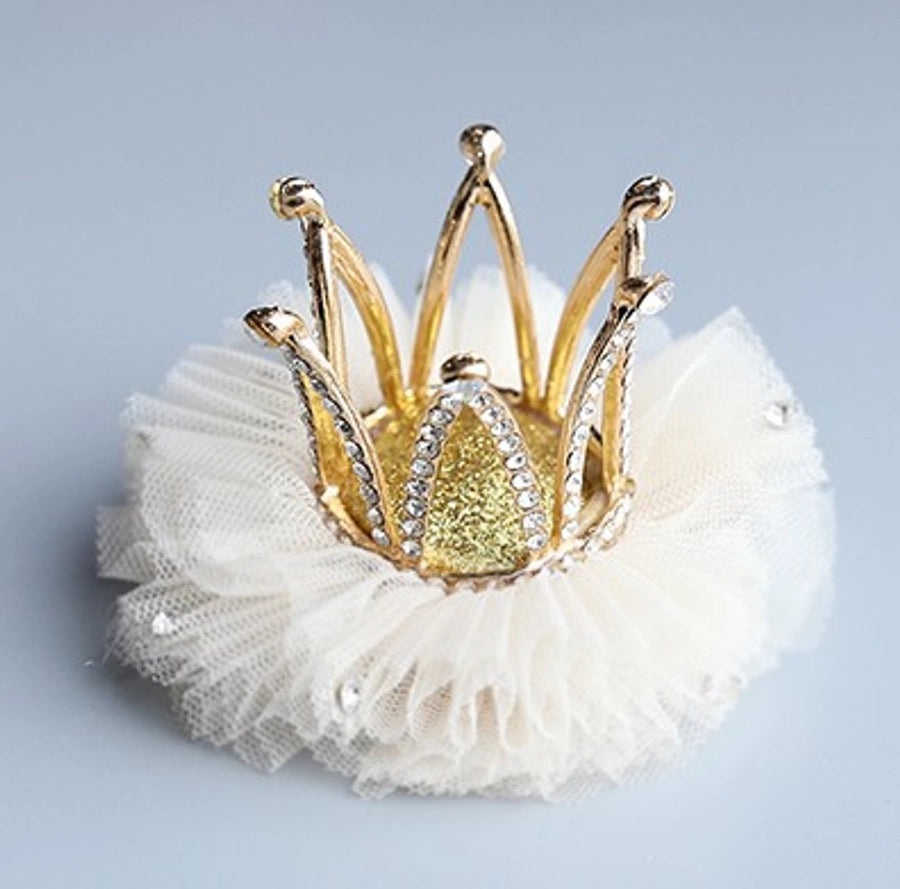 fashion crown gauze epoxy inlay rhinestones hair clip hair band 1 piece