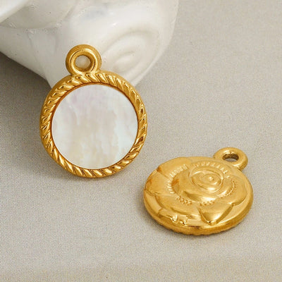 Jewelry Vintage Style Classic Style Round 304 Stainless Steel Shell Abalone Shell 18K Gold Plated Irregular Plating Charms Pendant Necklace