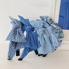 korean simple double-layer bow-knot denim  striped floral wide-brim headband