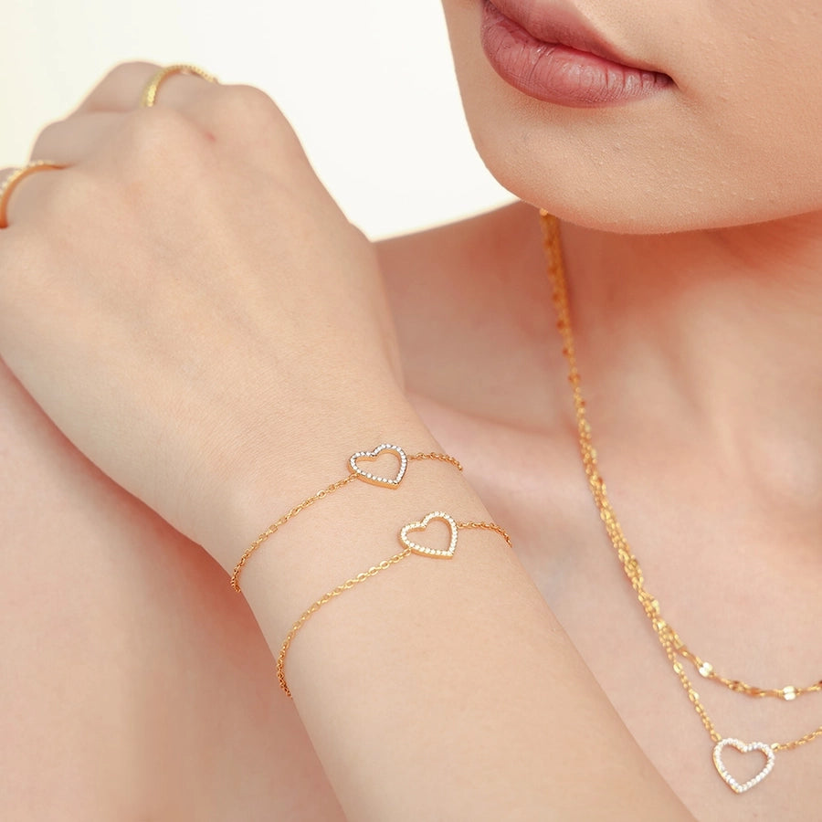 Jewelry Elegant Luxurious Vacation Heart Shape Titanium Steel 18K Gold Plated Plating Jewelry Set