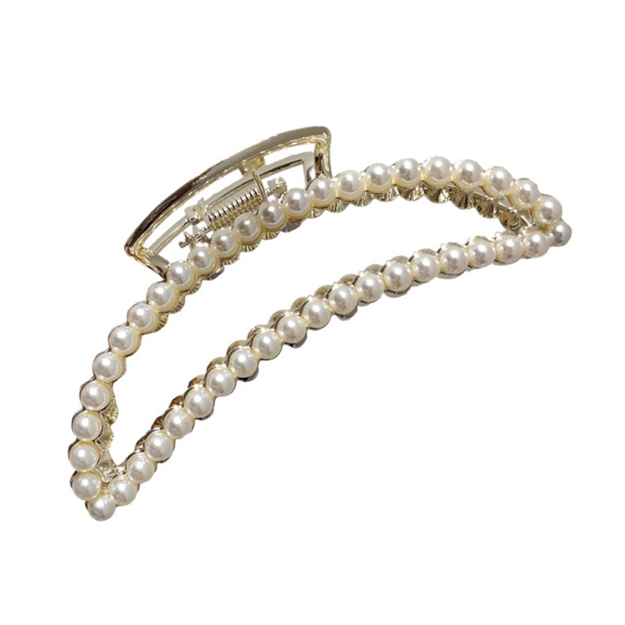 elegant geometric alloy inlay artificial pearls hair claws