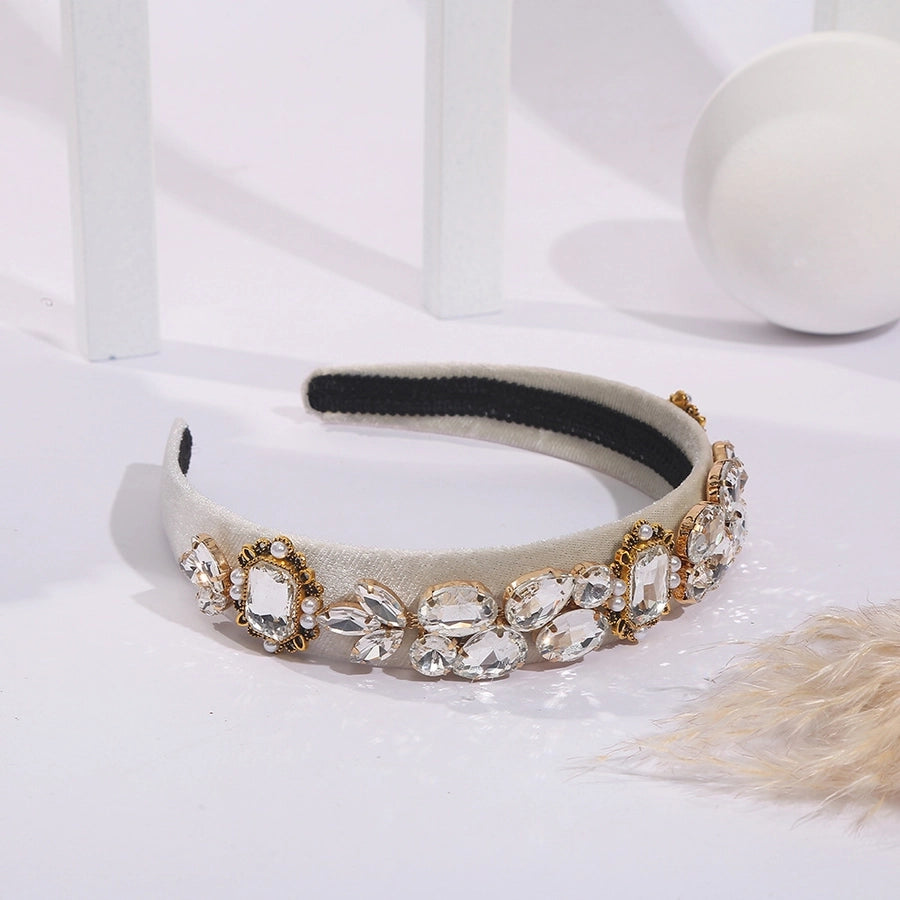 simple style geometric rhinestone flowers rhinestones hair band 1 piece