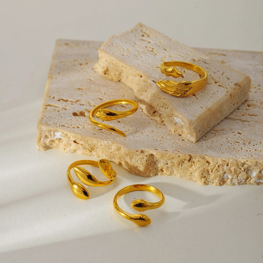 Jewelry Elegant Simple Style Snake 304 Stainless Steel 18K Gold Plated Open Rings