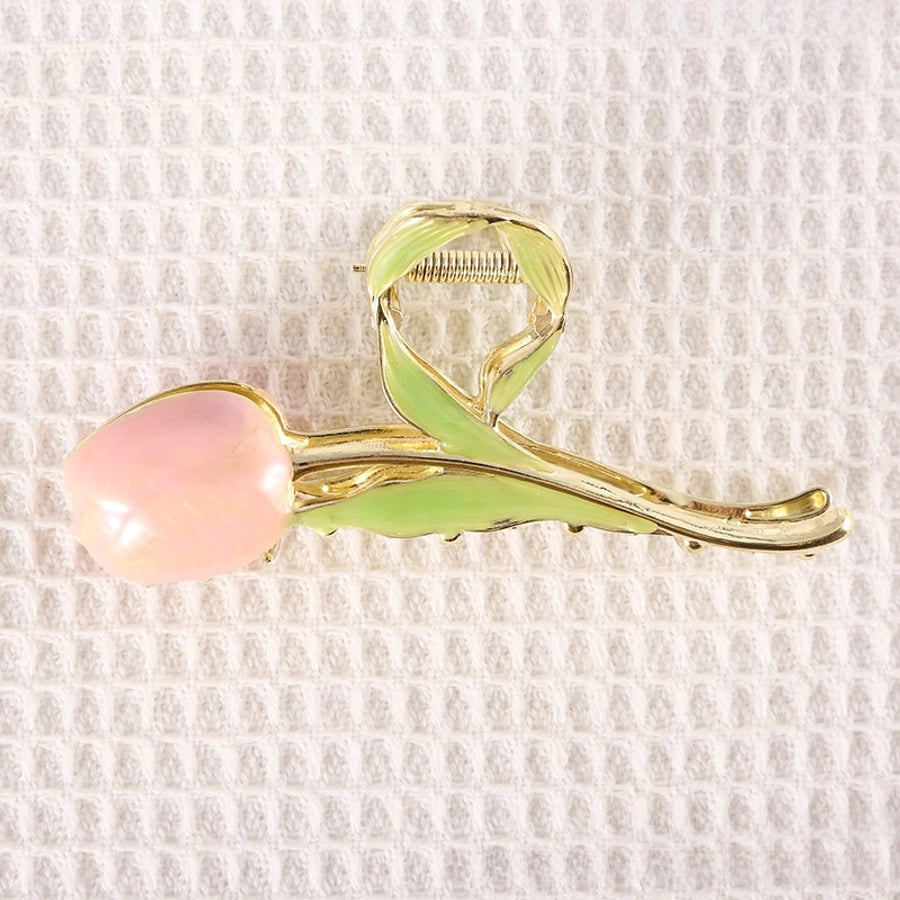 Small fresh tulip flower hairpin back head clip hair shark clip Japanese and Korean wind high-grade hair accessories women