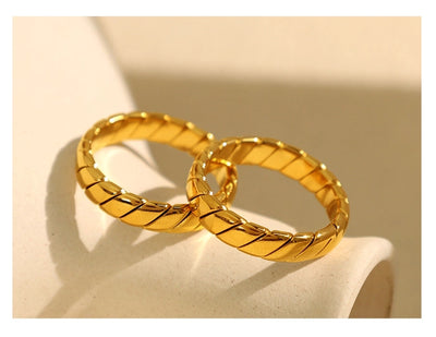 Jewelry Elegant Round 304 Stainless Steel 18K Gold Plated Polishing Plating Rings