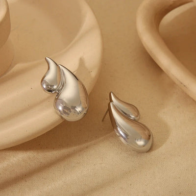 1 Pair Vintage Style Classic Style Water Droplets Mixed Metal Plating 304 Stainless Steel 18K Gold Plated Ear Studs