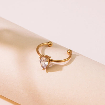 Jewelry Tropical Simple Style Cool Style Triangle Geometric 304 Stainless Steel Artificial Rhinestones 18K Gold Plated Inlay Open Rings