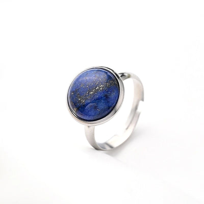 Jewelry Casual Simple Style Round Solid Color 304 Stainless Steel Natural Stone Crystal Polishing Inlay Adjustable Ring