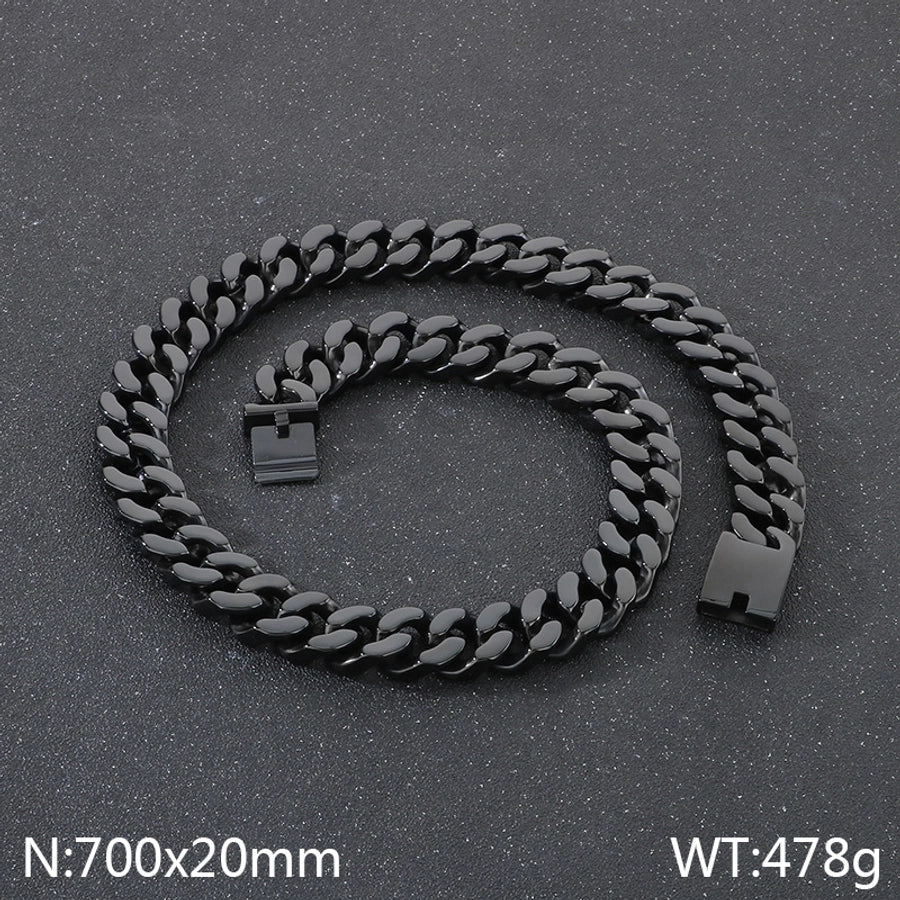 Domineering Fashion Personalized Stainless Steel Vacuum Electroplating Four-Sided Grinding Men's Necklace