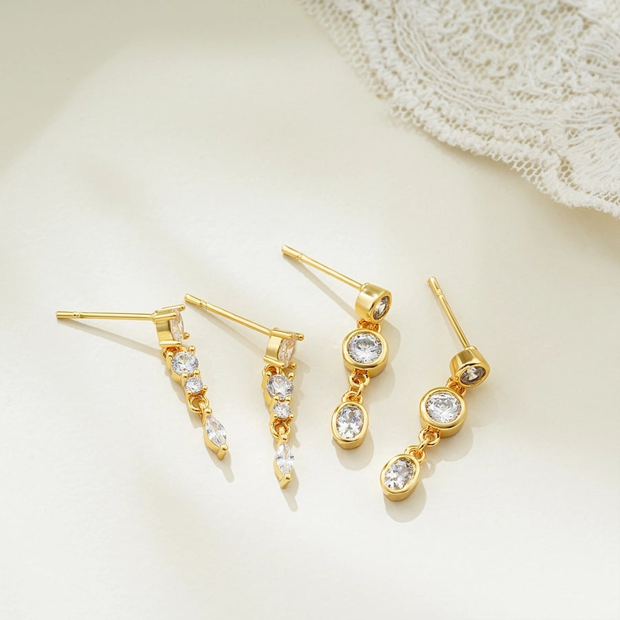 1 Pair Glam Shiny Tassel Copper Drop Earrings