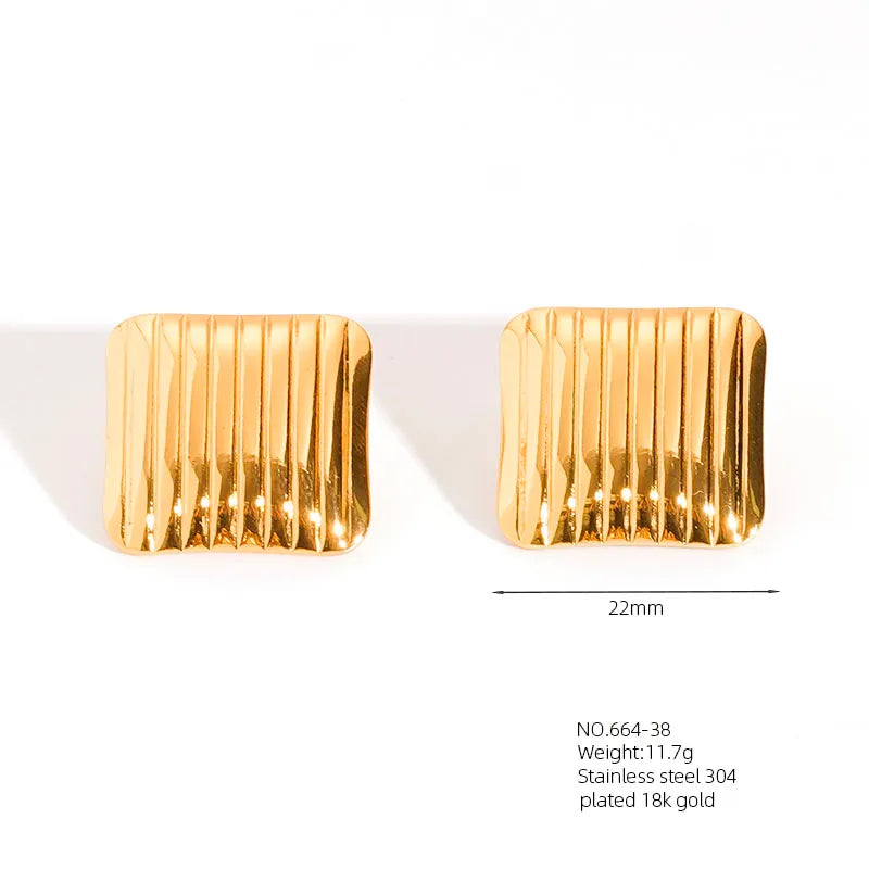 1 Pair Casual Simple Style Classic Style Geometric Square 304 Stainless Steel 18K Gold Plated Imitation Gold  Ear Studs