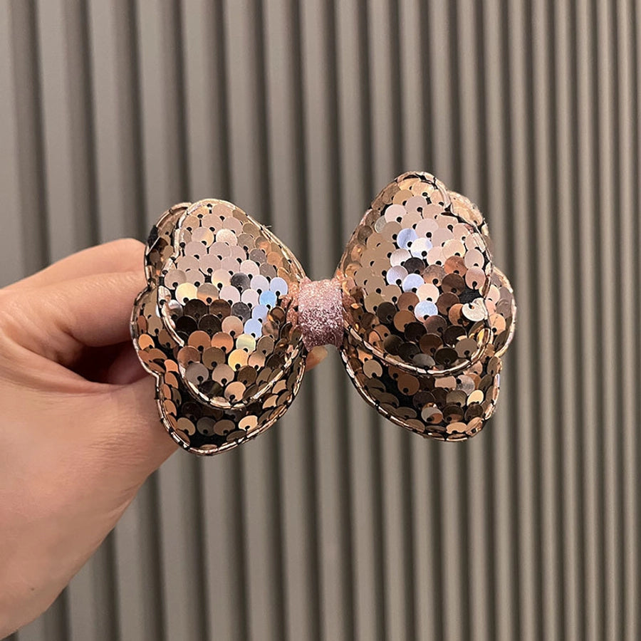cute bow knot cloth sequins handmade hair clip 1 piece
