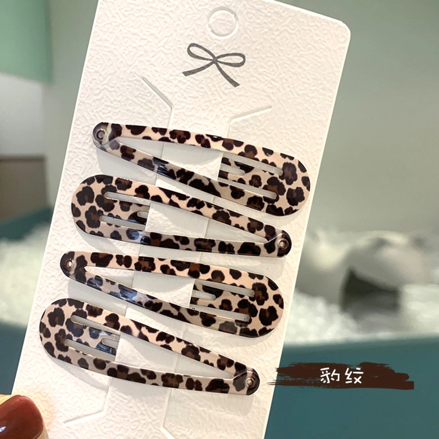 simple style water droplets metal plating hair clip 1 set