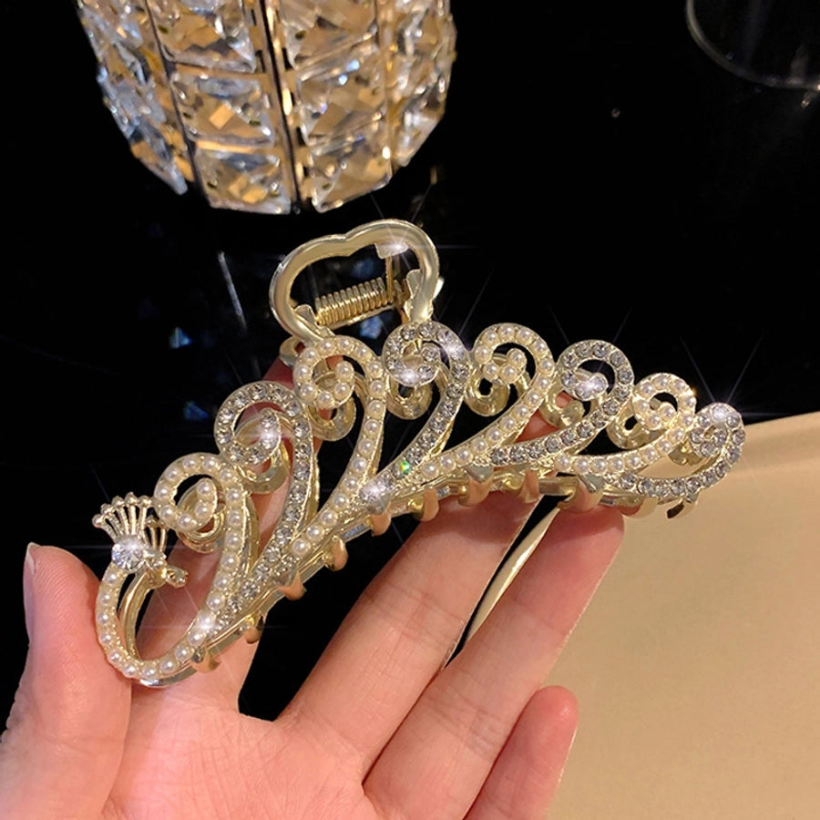 elegant waves alloy plating hollow out inlay zircon hair claws