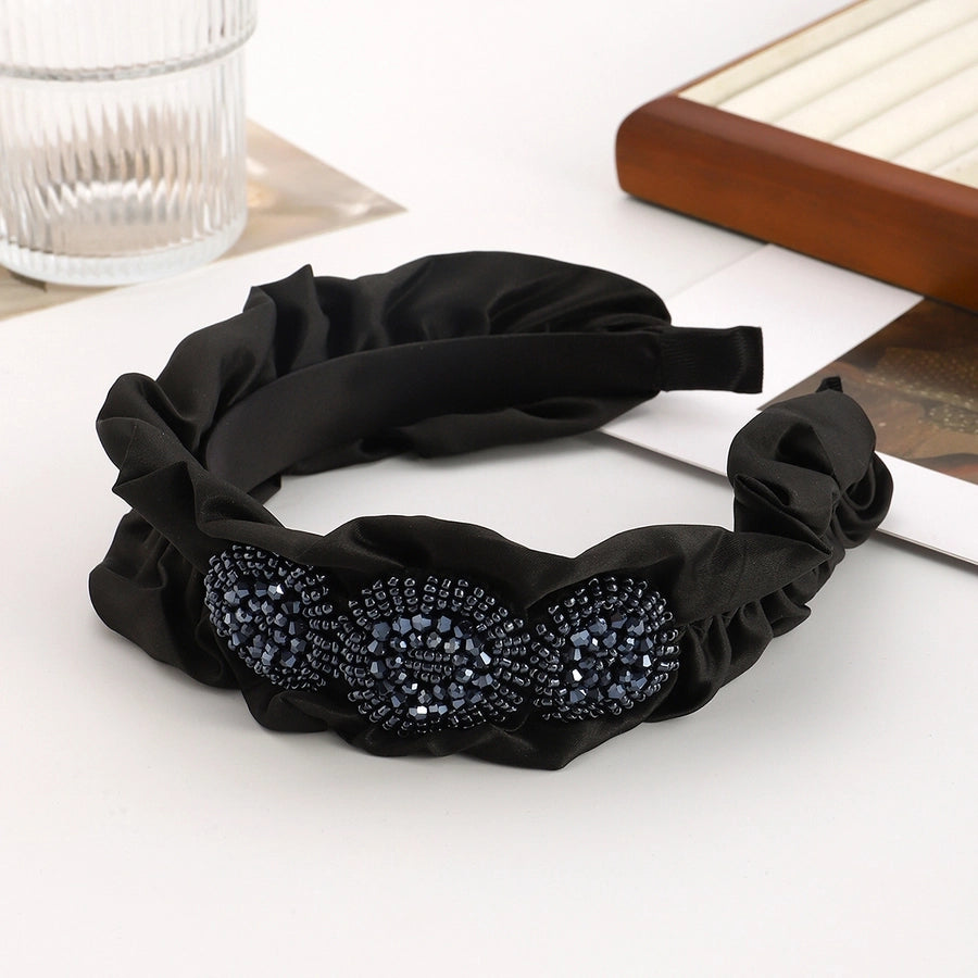 Women's Elegant Glam Circle Water Droplets Flower Plastic Glass satin Hair Band