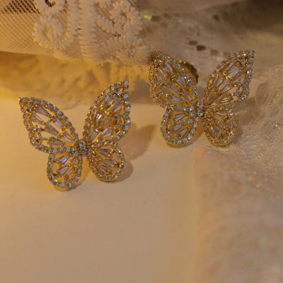 Light luxury high-grade butterfly mosquito coil ear clip without pierced women's super flash Mori style fresh earrings summer fashion