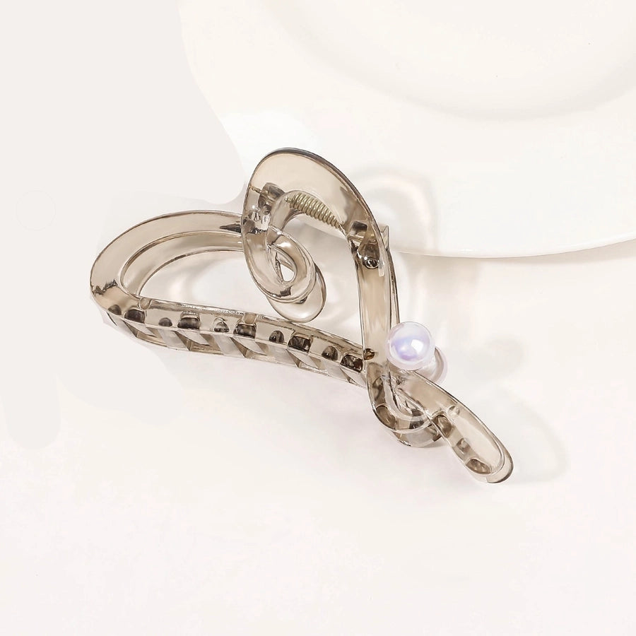 Women's Sweet Simple Style Heart Shape Plastic Resin Inlay Artificial Pearls Hair Claws