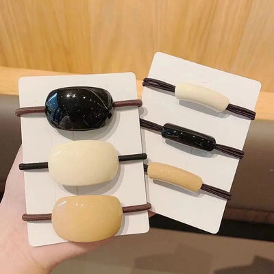 simple style solid color plastic resin hair tie 1 set
