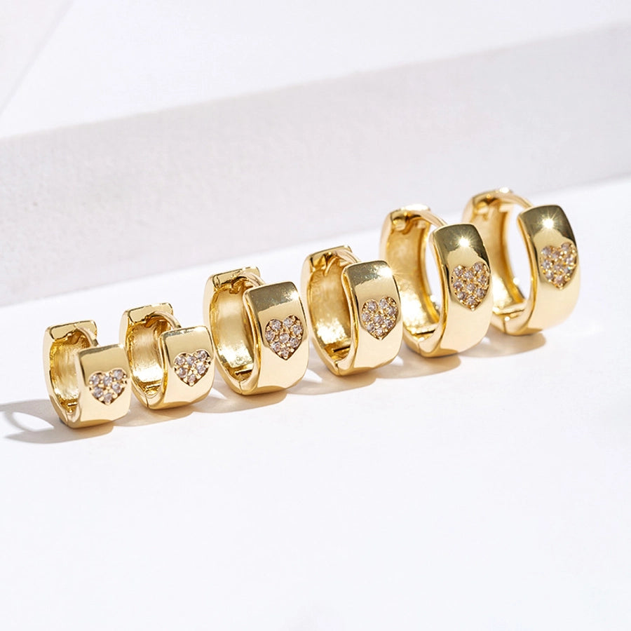 1 Pair Lady Heart Shape Plating Copper Zircon Earrings