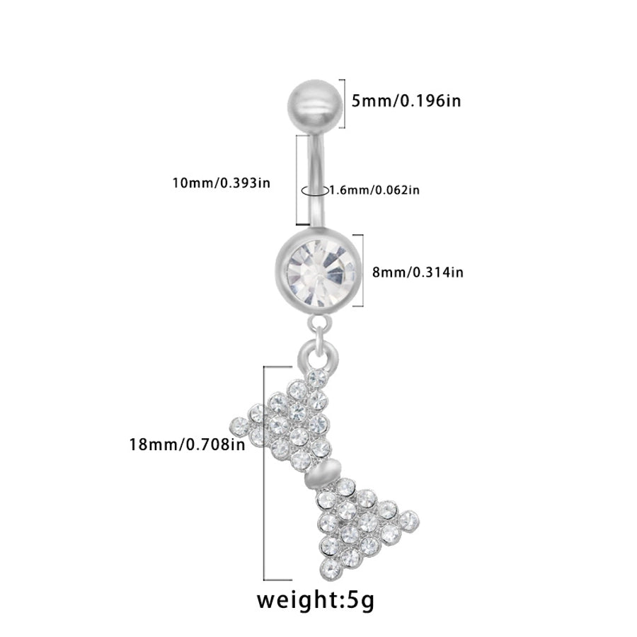 1 Piece Belly Rings Sexy Classic Style Snowflake 316 Stainless Steel  Alloy Plating Rhinestones Glass 18K Gold Plated White Gold Plated