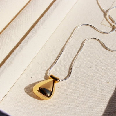 Brass 24K Gold Plated Plating Color Block Water Droplets Brass Necklace