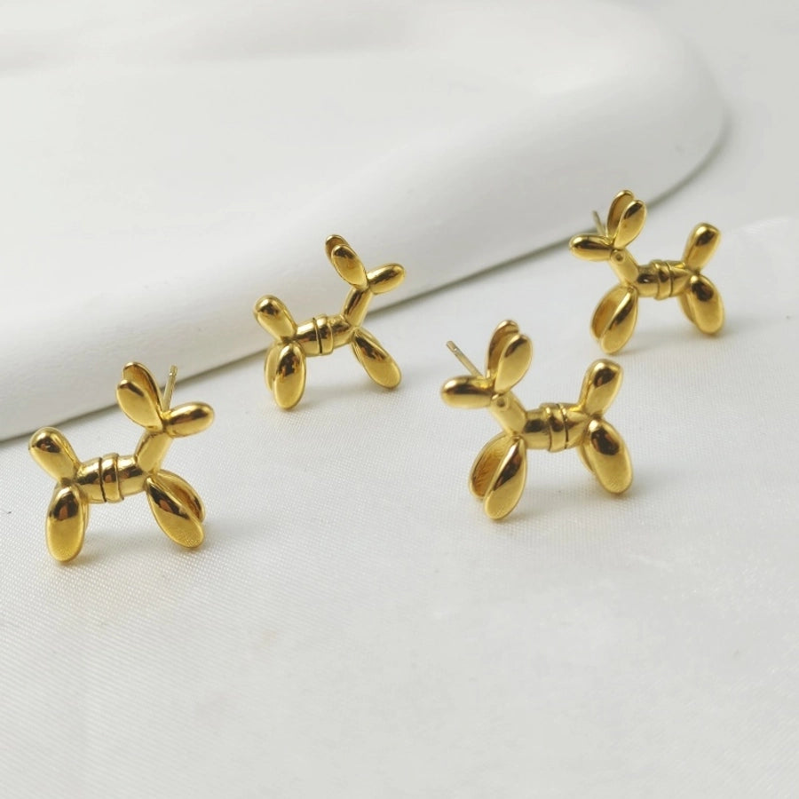 1 Pair Cute Dog 304 Stainless Steel 18K Gold Plated Ear Studs