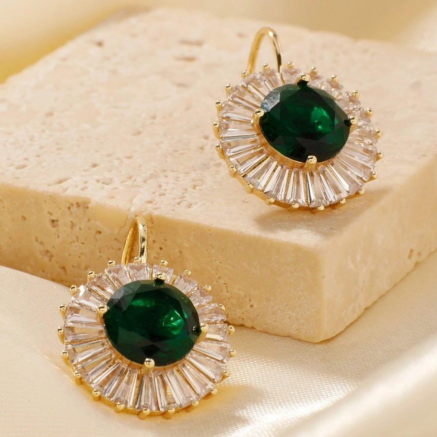 1 Pair Glam Shiny Korean Style Round Inlay Copper Zircon K Gold Plated Rhodium Plated Ear clip