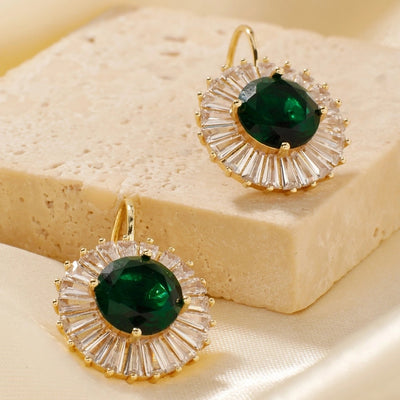 1 Pair Glam Shiny Korean Style Round Inlay Copper Zircon K Gold Plated Rhodium Plated Ear clip