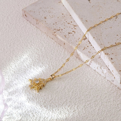 Jewelry Sweet Simple Style Christmas Tree Snowflake 304 Stainless Steel 18K Gold Plated Plating Pendant Necklace