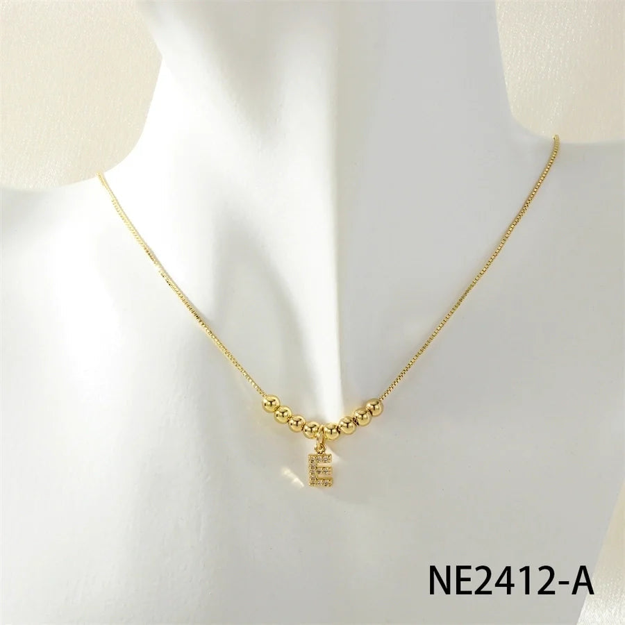 Jewelry Simple Style Letter Copper Zircon Inlay Pendant Necklace