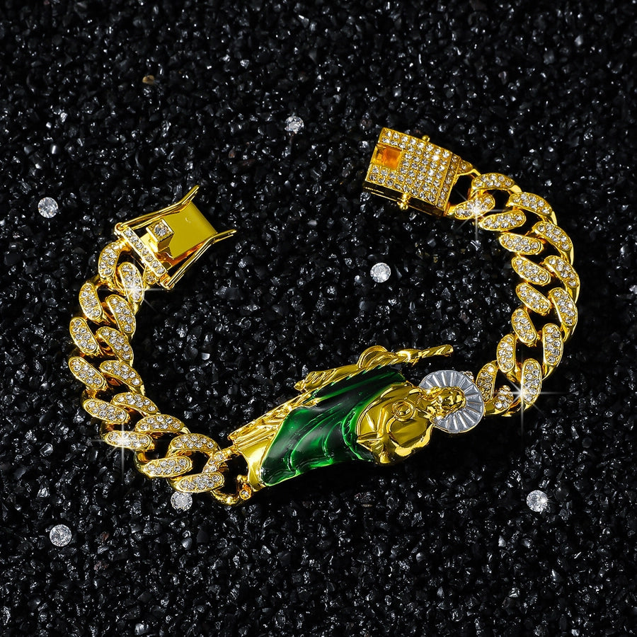 Hip-Hop Human Rhinestones Zinc alloy Cuban Link Chain Curb Chain Chain & Link Bracelets