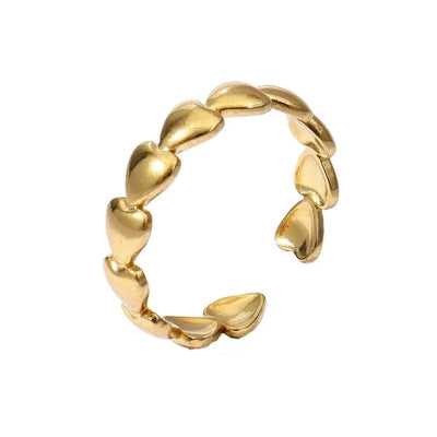 Jewelry Retro Leaf Heart Shape Flower 304 Stainless Steel Plating Open Rings