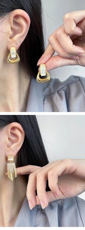 Shake the sound hot with the recommend 100 925 silver pin earrings earrings classic geometric long tassel earrings