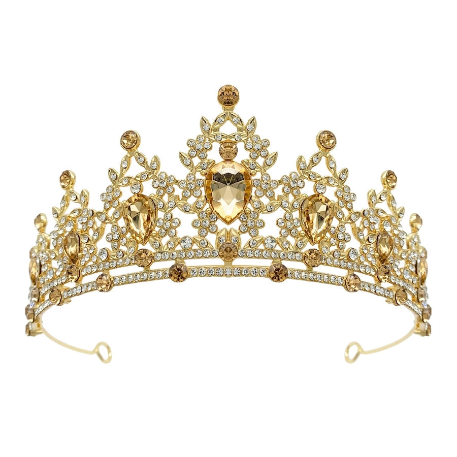 glam luxurious lady crown alloy plating inlay zircon crown