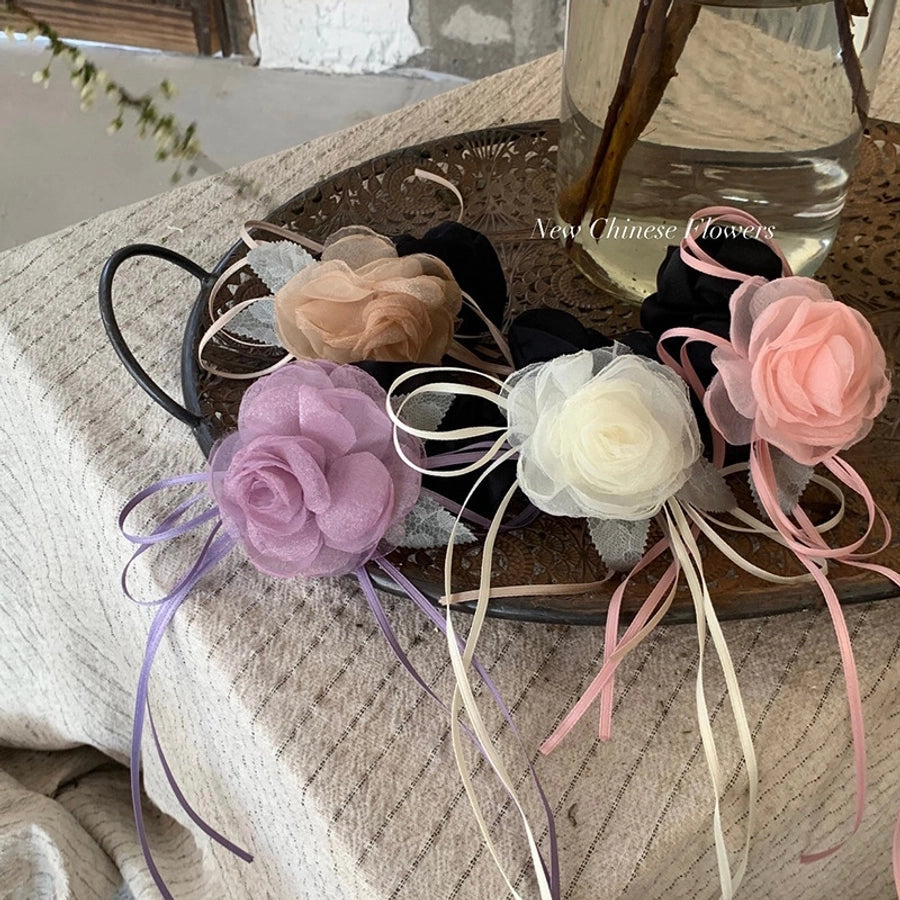 Women's Sweet Floral Gauze Hair Tie