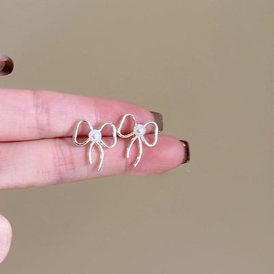 1 Pair Casual Simple Style Streetwear Bow Knot Plating Copper Ear Studs