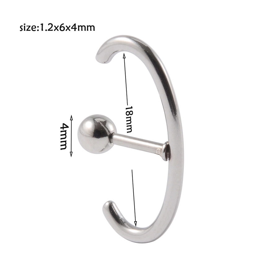 1 Piece Lip Rings Casual Elegant Vacation C Shape Arc 304 Stainless Steel 18K Gold Plated Ear Cartilage Rings & Studs