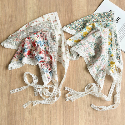 Three-State New Fresh Lace Edge Triangular Binder Small Floral Daisy Headcloth Long Summer Outing Hair Accessories