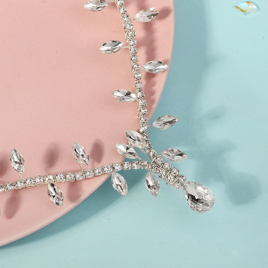 Women's Bridal Shiny Solid Color Rhinestone Copper Inlay Rhinestones Hair Band