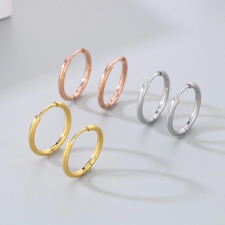 1 Pair Simple Style Round 304 Stainless Steel 18K Gold Plated Earrings