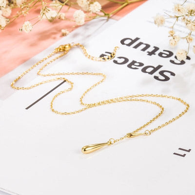 201 Stainless Steel Copper Water Droplets Pendant Necklace