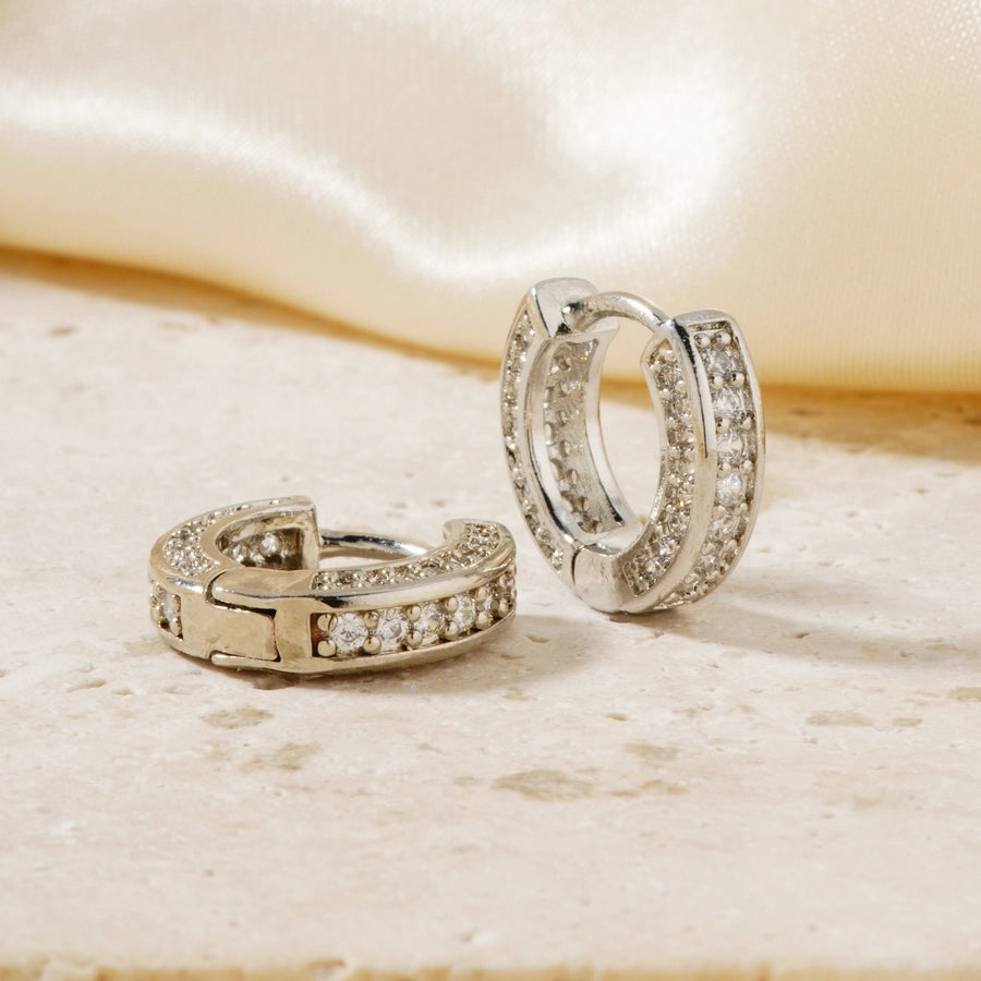 1 Pair Cute Shiny Korean Style Geometric Inlay Copper Zircon K Gold Plated Earrings