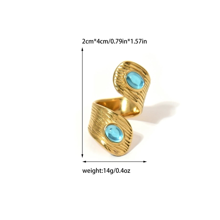 Jewelry Vintage Style Simple Style Commute Geometric 304 Stainless Steel Natural Stone 14K Gold Plated Inlay Rings