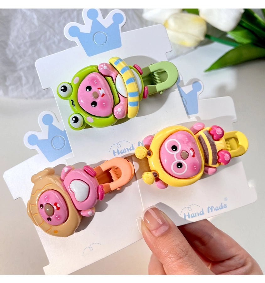 LOOPY Little Beaver Children's Hairpin Duckbill Clip Side Bangs Clip Broken Hairpin Little Girl's Headwear Ruby Hair Accessories